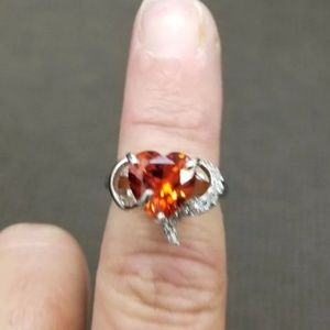 Heart cut Orange Sapphire Ring